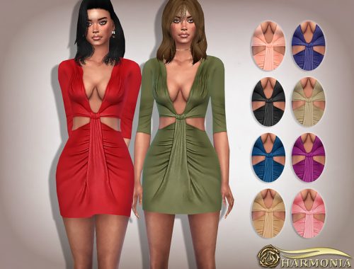 Slinky Ruched Cut-Out Bodycon Dress