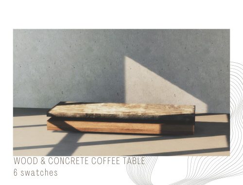 Sofa, wood & concrete table + bistro chair at Sundays Sims