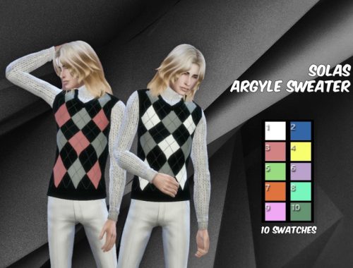 SOLAS ARGYLE TURTLENECK SWEATER