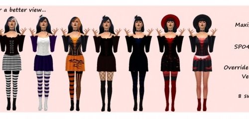 SP04 FLARED SLEEVE DRESS at Sims4Sue