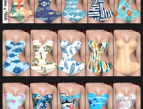 Spa Day Swimsuit Recolors at Annett’s Sims 4 Welt