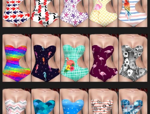 Spa Day Swimsuit Recolors at Annett’s Sims 4 Welt