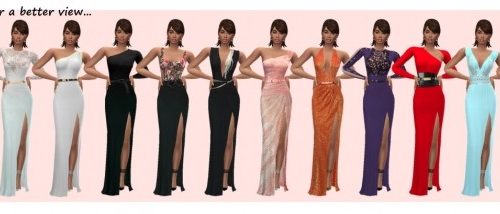 SPLIT BELTED GOWN at Sims4Sue