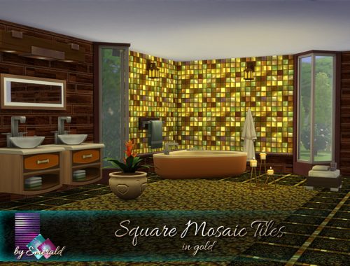 Square Mosaic Tiles in gold