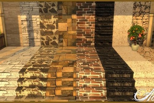 Stone Craz Stairs, Walls and Steps at Abuk0 Sims4
