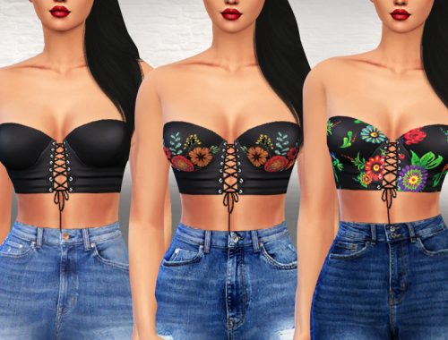 Strapless Floral Tops