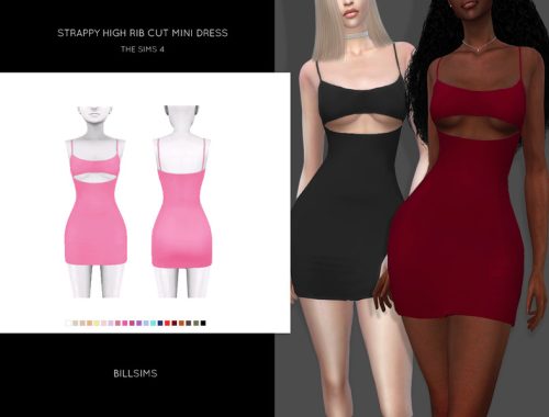 Strappy High Rib Cut Mini Dress