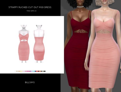 Strappy Ruched Cut Out Midi Dress