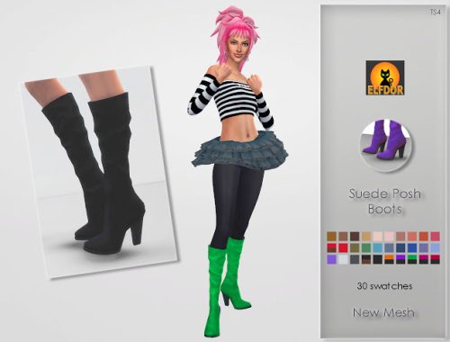 Suede Posh Boots at Elfdor Sims