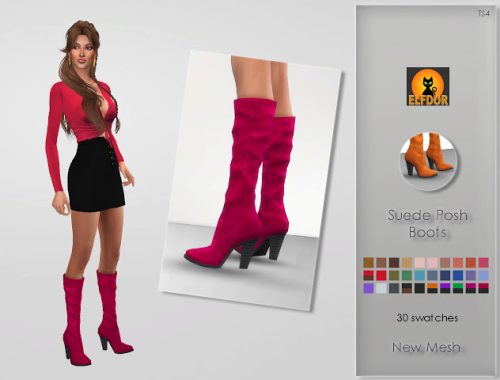 Suede Posh Boots at Elfdor Sims