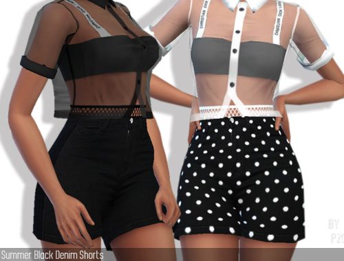 Summer Black Denim Shorts