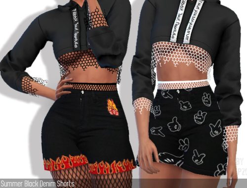 Summer Black Denim Shorts