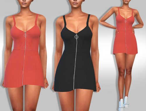 Summer Front Zip Super Mini Dress