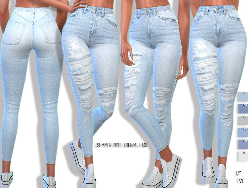 Summer Ripped Denim Jeans - The Sims 4 Catalog