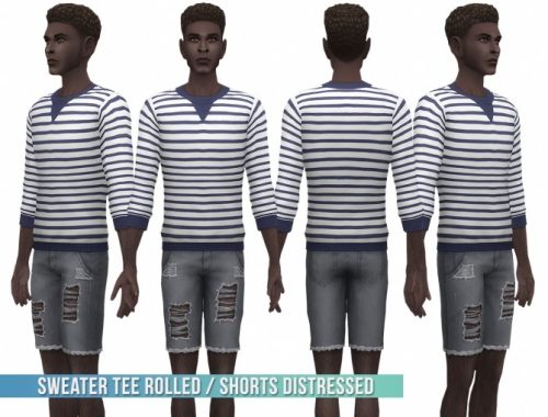 Sweater & Distressed Shorts at Busted Pixels