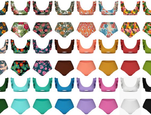Swimsuit with ruffle top at LazyEyelids