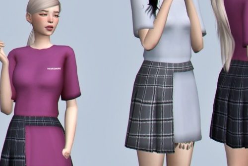T-shirt + skirt dress at Casteru