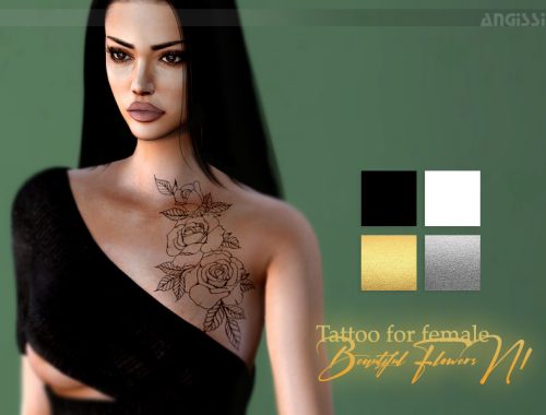 Tattoo for female-Beautiful Flowers N1
