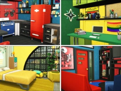 TETRIS Hideaway funky little eco home at Saurus Sims