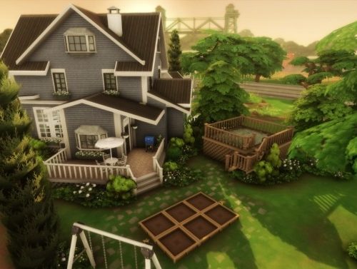 The blue suburban home at a-winged-llama