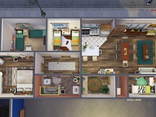 TINY APARTMENT FOR 8 SIMS at Aveline Sims