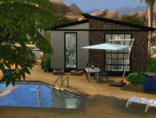Tiny Black and White house by Cassie Flouf at L’UniverSims