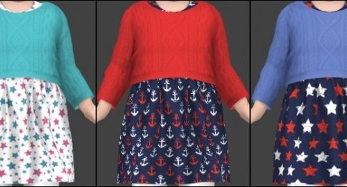 Tommeraas Sweater over Flowy Dress Recolors at Annett’s Sims 4 Welt