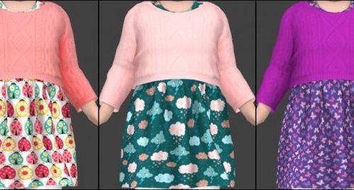 Tommeraas Sweater over Flowy Dress Recolors at Annett’s Sims 4 Welt