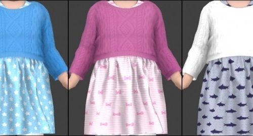 Tommeraas Sweater over Flowy Dress Recolors at Annett’s Sims 4 Welt