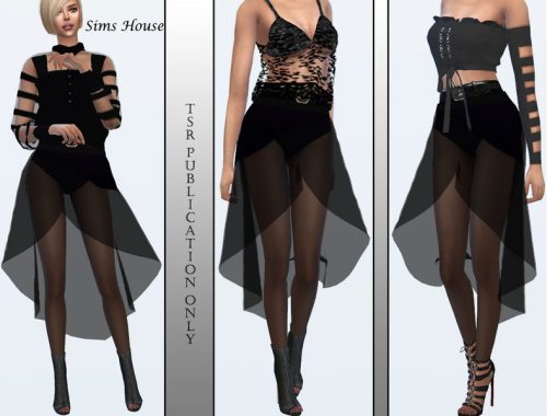 Transparent black asymmetric skirt