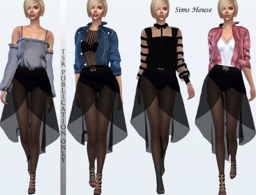 Transparent black asymmetric skirt