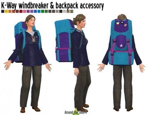 Trekking set + K-way windbreaker & backpack at Around the Sims 4