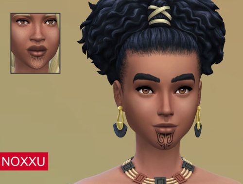 Tribal chin tattoo