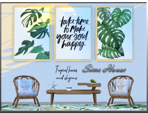 Tropical leaves and slogans