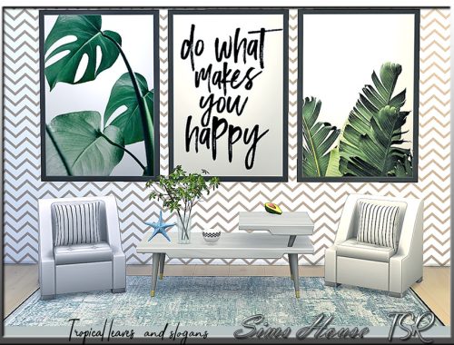 Tropical leaves and slogans