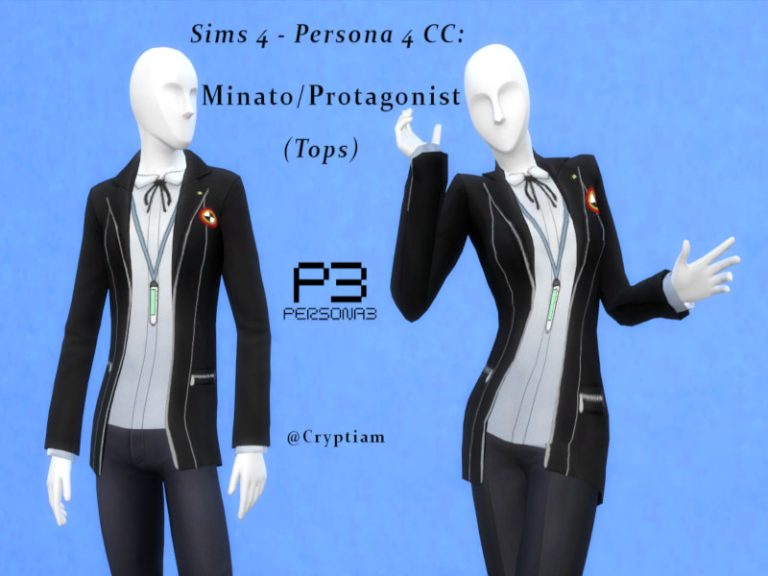 TS4 - Persona 3 CC: Minato Arisato/Protagonist Suit Top - The Sims 4 ...