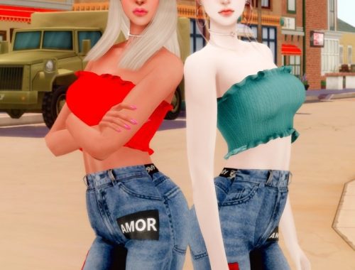 Tube top & Unique jeans at RIMINGs
