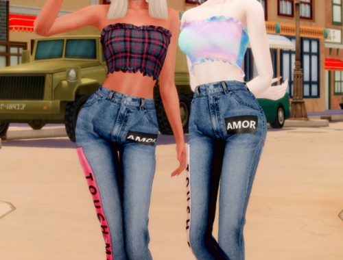 Tube top & Unique jeans at RIMINGs
