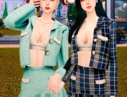 Tweed jacket & mini skirt at RIMINGs