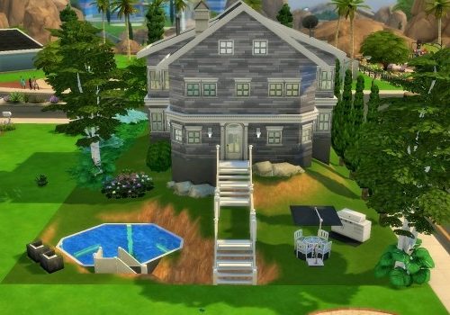 Two-story home on hill by heikeg at Mod The Sims