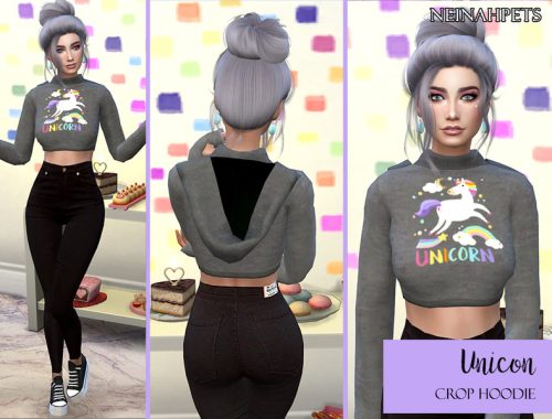 Unicorn Crop Top Hoodie (Mesh Required)