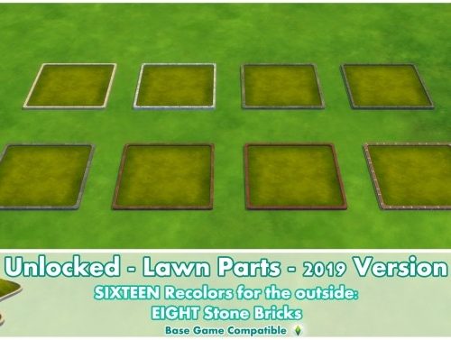 Unlocked Lawn Parts 2019 version by Bakie at Mod The Sims