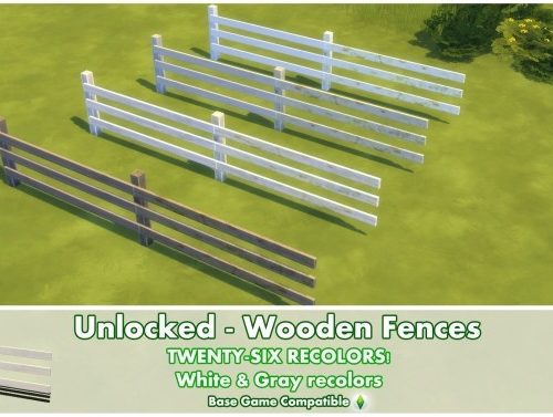 Unlocked Wooden Fences by Bakie at Mod The Sims
