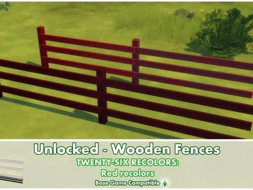 Unlocked Wooden Fences by Bakie at Mod The Sims