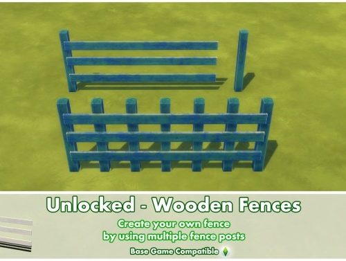 Unlocked Wooden Fences by Bakie at Mod The Sims