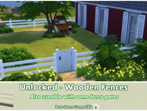 Unlocked Wooden Fences by Bakie at Mod The Sims