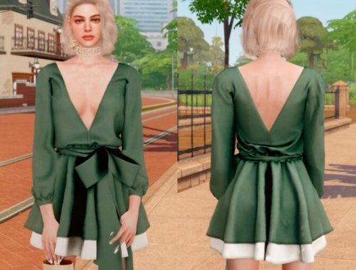 V-neck Flare Dress at RIMINGs