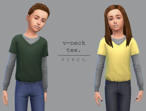 v-neck tee (with sweater).