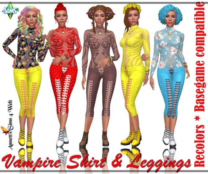 Vampire Shirt & Leggings Part 1 at Annett’s Sims 4 Welt - The Sims 4 ...