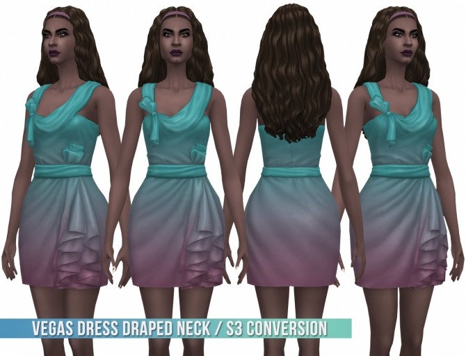 Vegas Dress Draped Neck S3 Conversion at Busted Pixels - The Sims 4 Catalog